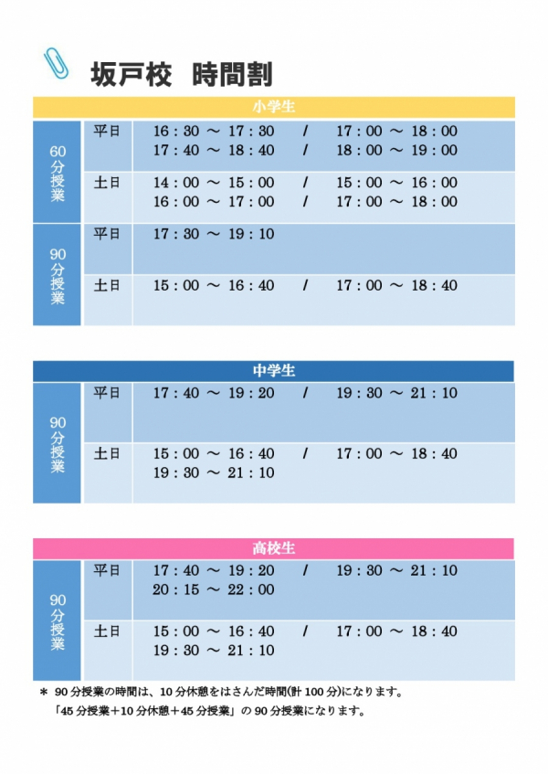 募集状況・時間割情報